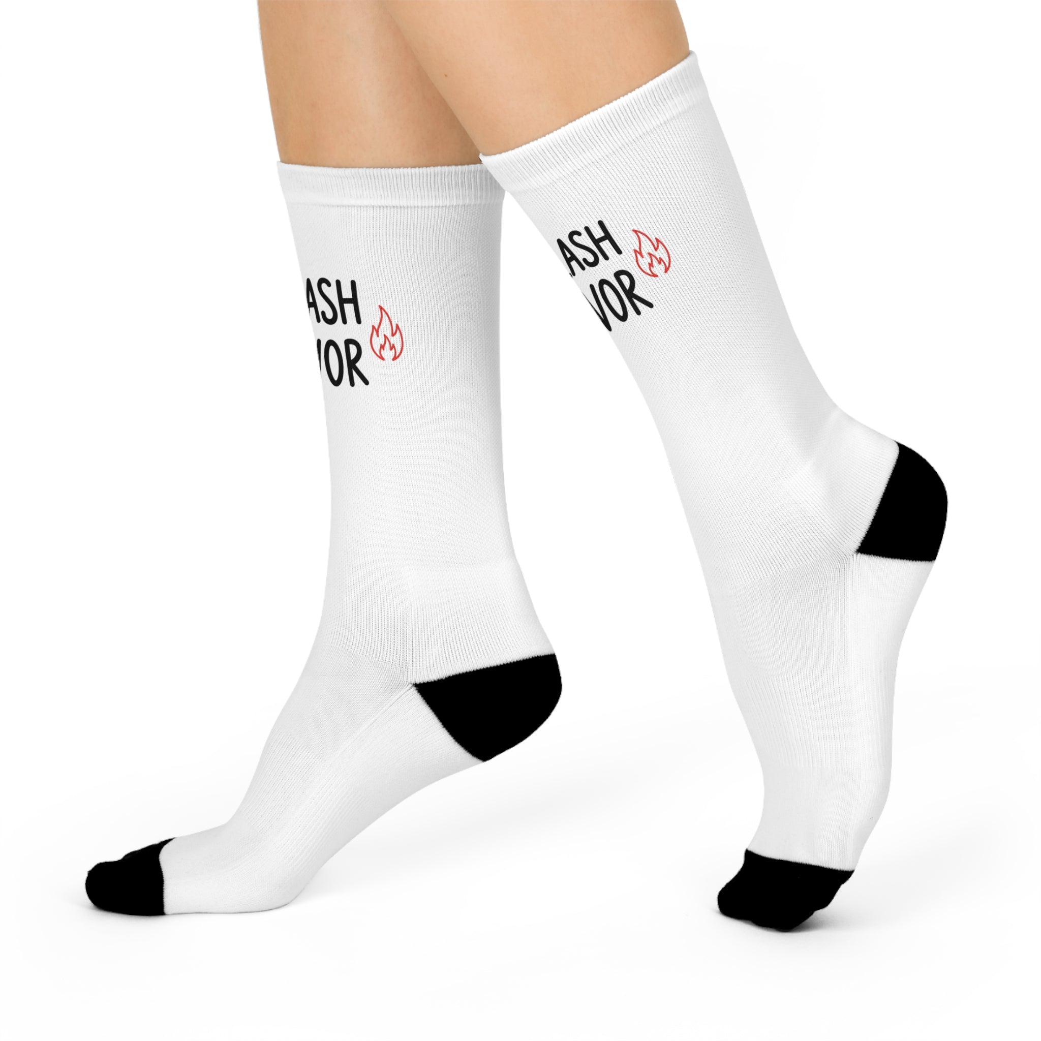 Cushioned Crew Socks - "Hot Flash Survivor" Comfort Socks (Menopause Awareness)