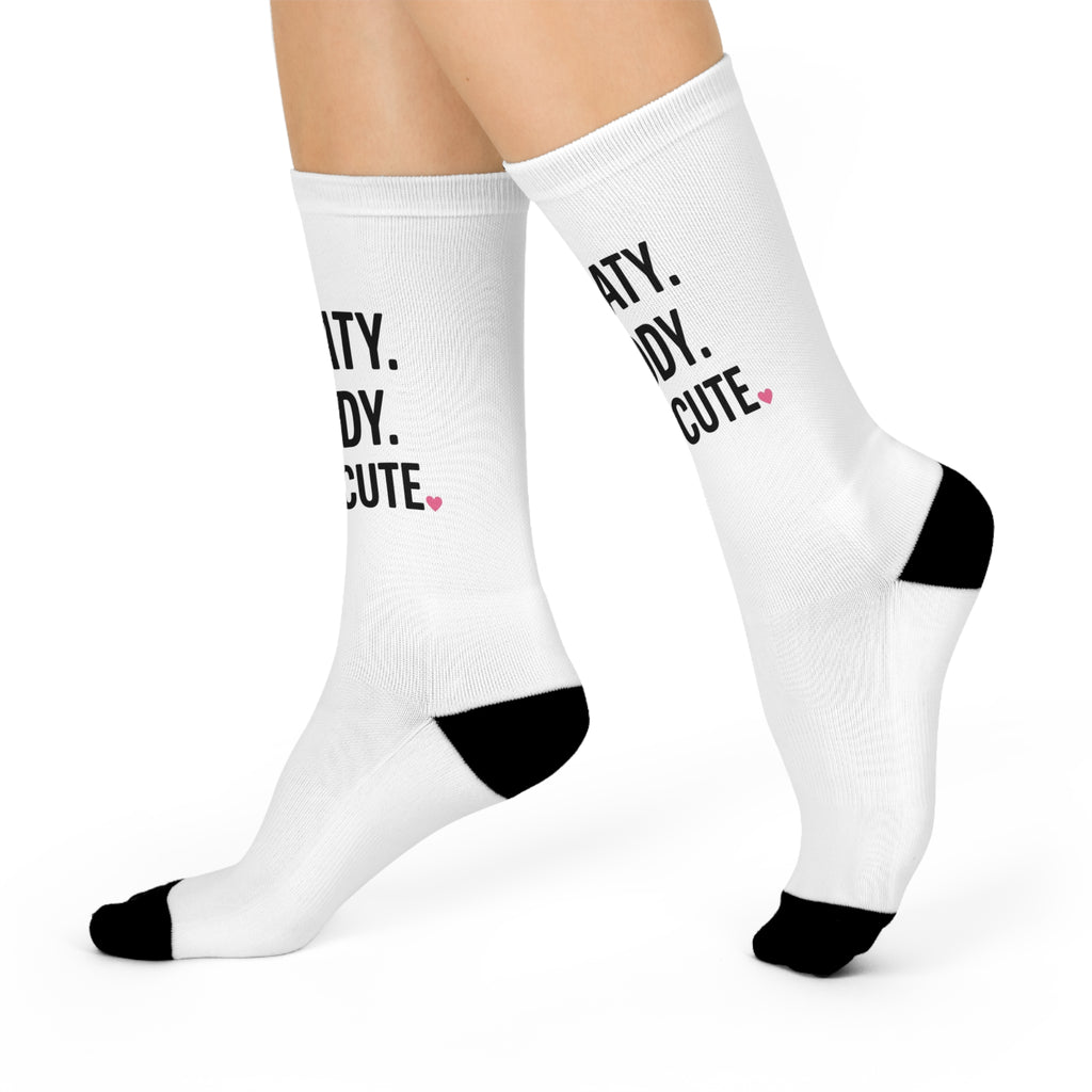 Cushioned Crew Socks — "Sweaty. Moody. Still Cute." Funny Athletic Crew Socks