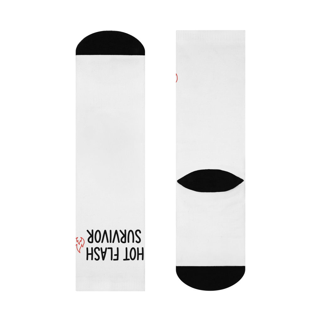 Cushioned Crew Socks - "Hot Flash Survivor" Comfort Socks (Menopause Awareness)