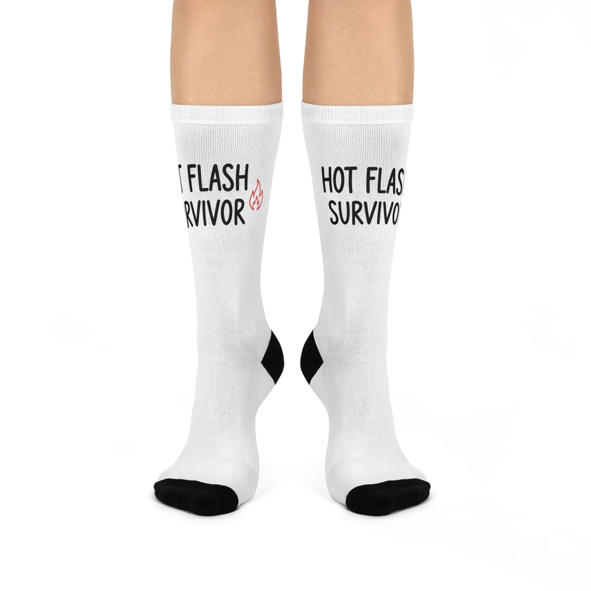 Cushioned Crew Socks - "Hot Flash Survivor" Comfort Socks (Menopause Awareness)