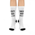 Cushioned Crew Socks — "Sweaty. Moody. Still Cute." Funny Athletic Crew Socks