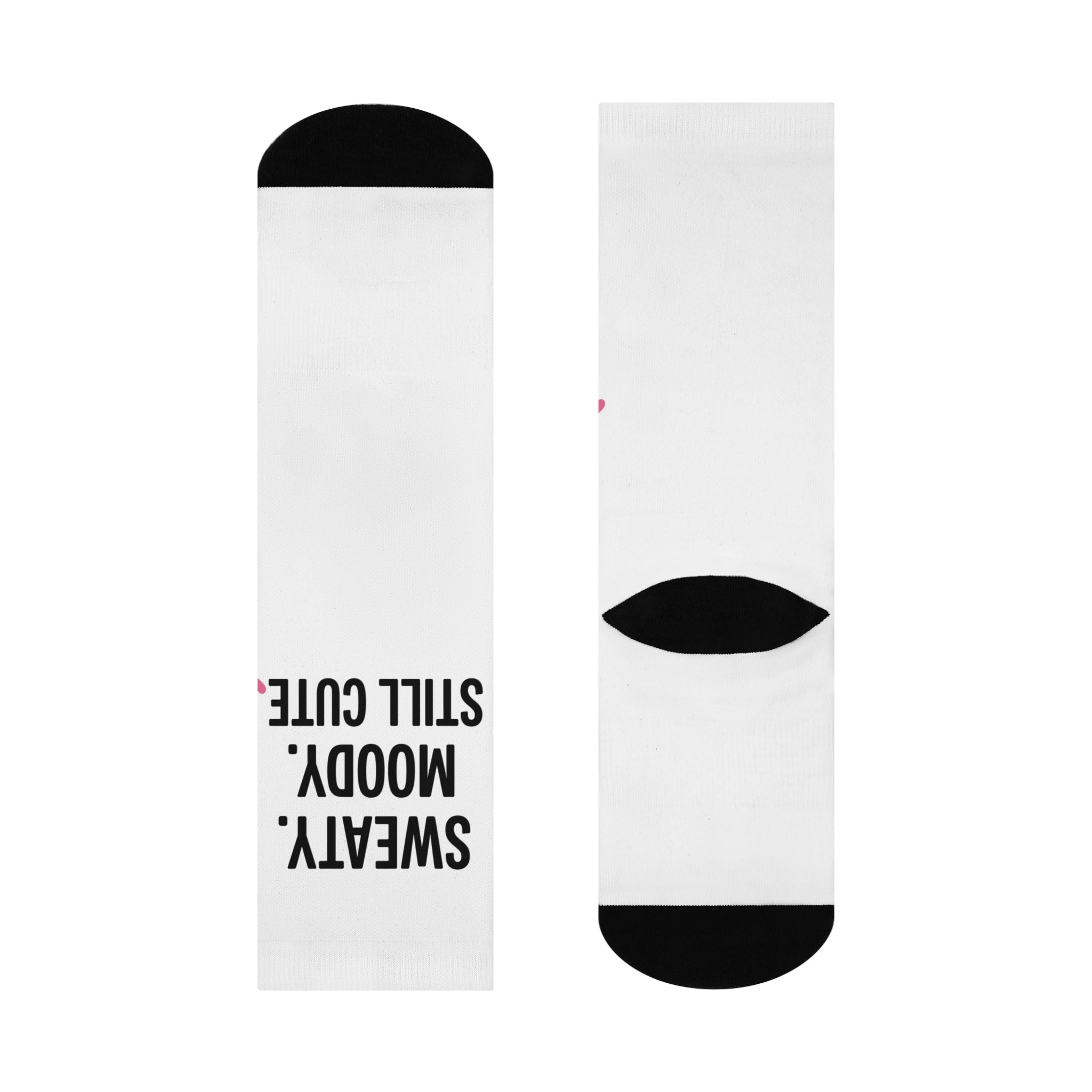 Cushioned Crew Socks — "Sweaty. Moody. Still Cute." Funny Athletic Crew Socks