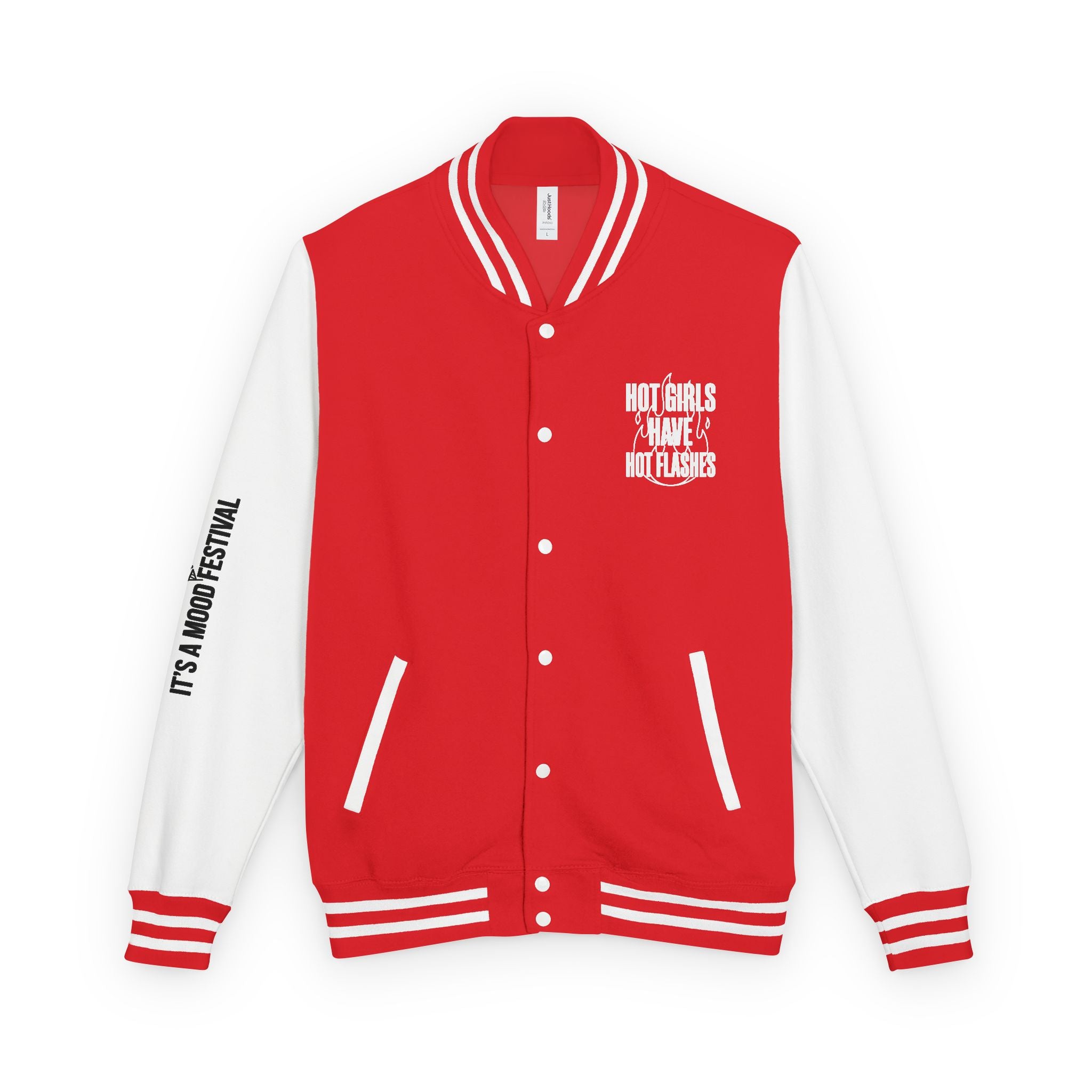 Letterman Jacket - Red & White Varsity Jacket with 'It's A Love Thing' Sleeve Text