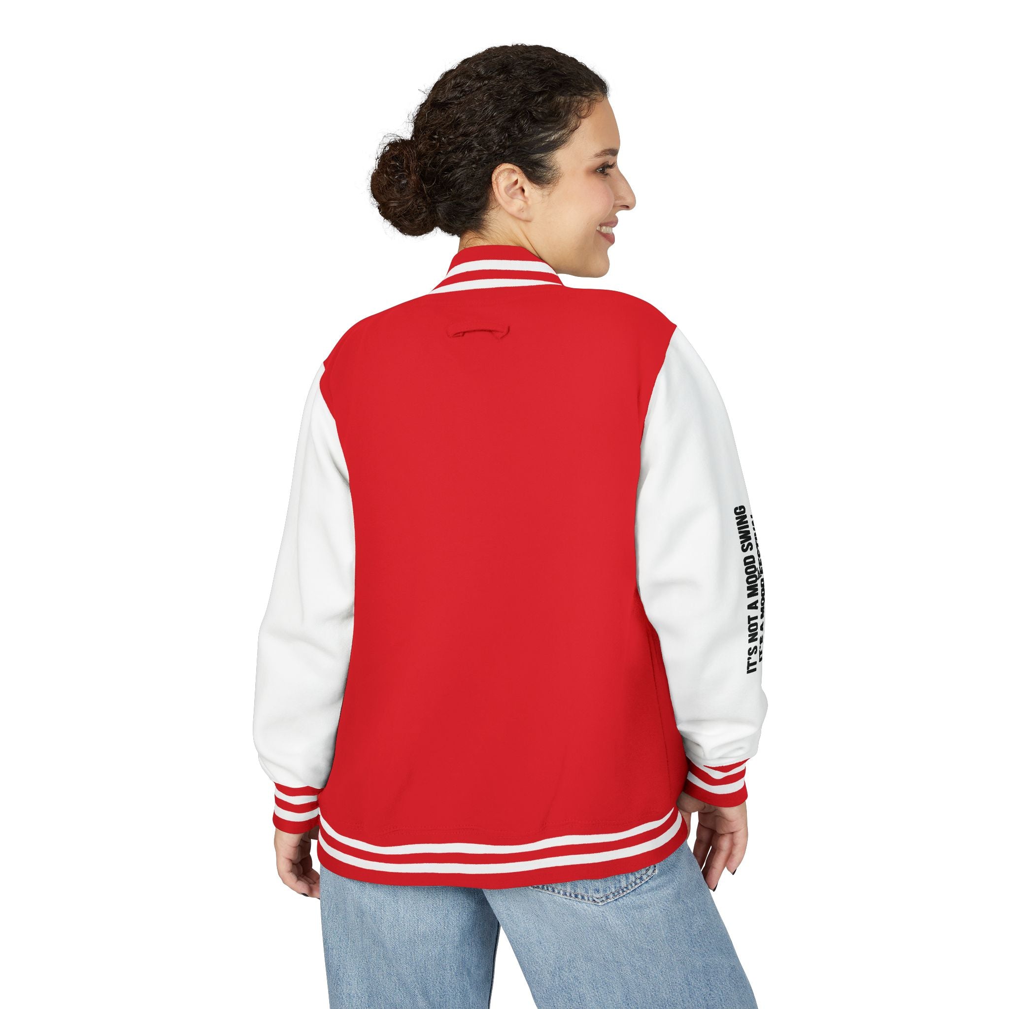 Letterman Jacket - Red & White Varsity Jacket with 'It's A Love Thing' Sleeve Text